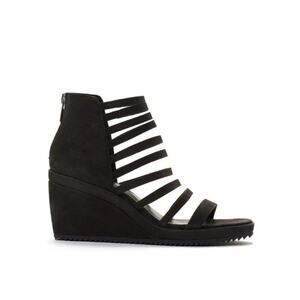 Eileen Fisher Womens 8 Wavey Suede Caged Wedge Milly Sandals